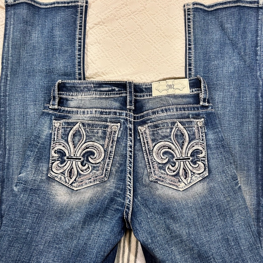 Miss Me Blue Boot Cut Jeans with Embroidered Details